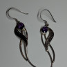 925 Sterling Silver Amethyst Earrings Length 2.6 Inch