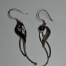 925 Sterling Silver Amethyst Earrings Length 2.6 Inch