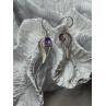 925 Sterling Silver Amethyst Earrings Length 2.6 Inch