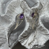 925 Sterling Silver Amethyst Earrings Length 2.6 Inch