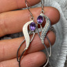925 Sterling Silver Amethyst Earrings Length 2.6 Inch
