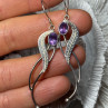 925 Sterling Silver Amethyst Earrings Length 2.6 Inch