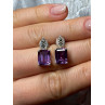 925 Sterling Silver Tourmaline & Marcasite Earrings Length 0.7 Inch