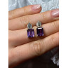 925 Sterling Silver Tourmaline & Marcasite Earrings Length 0.7 Inch