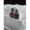 925 Sterling Silver Tourmaline & Marcasite Earrings Length 0.7 Inch