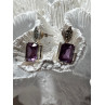 925 Sterling Silver Tourmaline & Marcasite Earrings Length 0.7 Inch