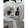 925 Sterling Silver Tourmaline & Marcasite Earrings Length 0.7 Inch