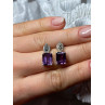 925 Sterling Silver Tourmaline & Marcasite Earrings Length 0.7 Inch