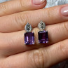 925 Sterling Silver Tourmaline & Marcasite Earrings Length 0.7 Inch