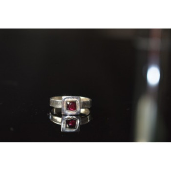 925 Sterling Silver Almandine Ring Size 6.5