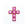 925 Sterling Silver Gold Plated Pink Topaz Cross Pendant
