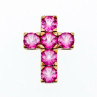 925 Sterling Silver Gold Plated Pink Topaz Cross Pendant