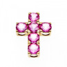 925 Sterling Silver Gold Plated Pink Topaz Cross Pendant
