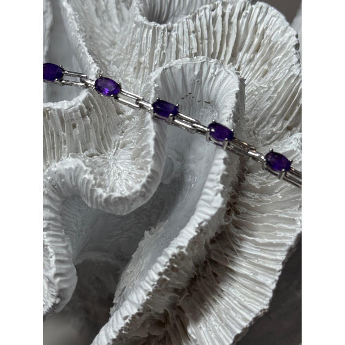 925 Sterling Silver Amethyst Bracelet Length 7 Inch