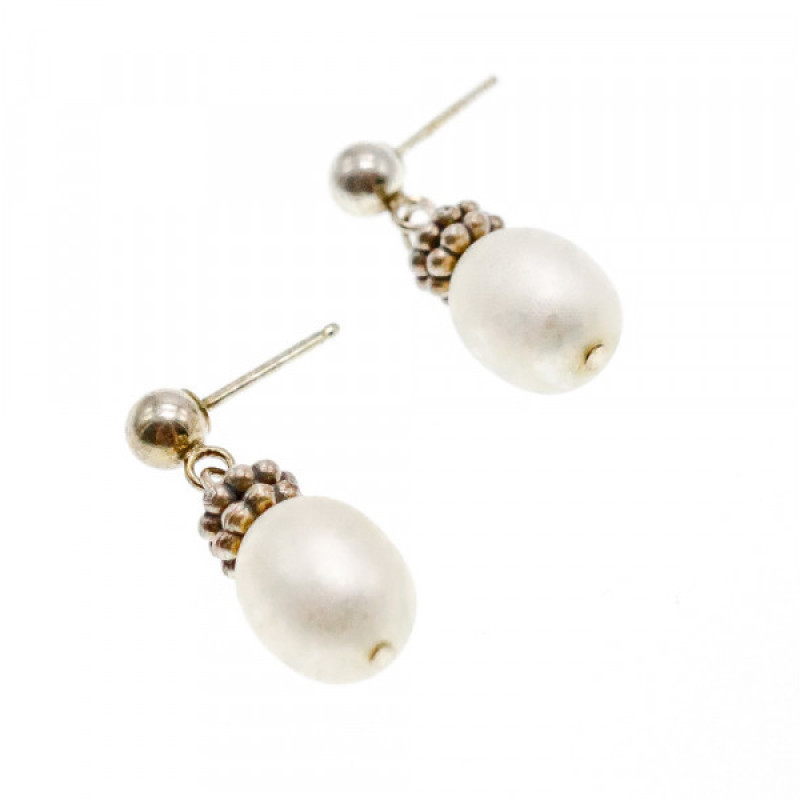 925 Sterling Silver Pearls Stud Earrings