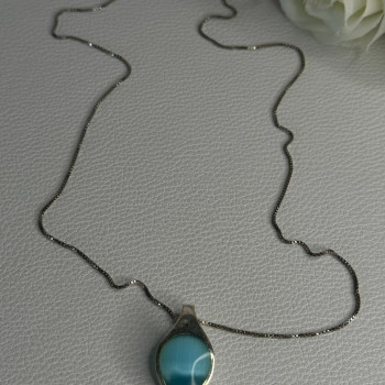 925 Sterling Silver Larimar Necklace Length 18 Inch