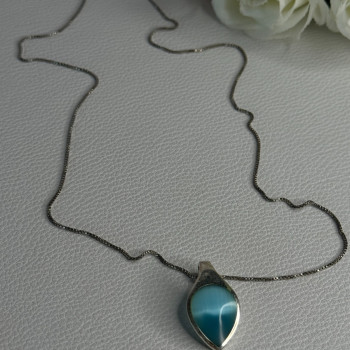 925 Sterling Silver Larimar Necklace Length 18 Inch