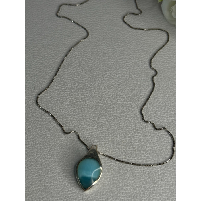 925 Sterling Silver Larimar Necklace Length 18 Inch