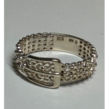 925 Sterling Silver Belt Ring Size 8