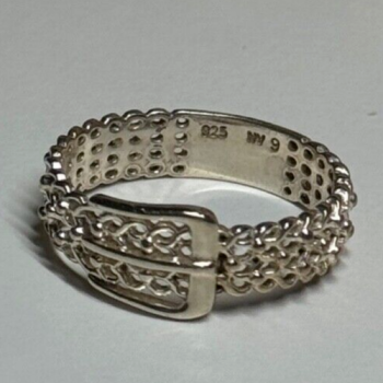 925 Sterling Silver Belt Ring Size 8