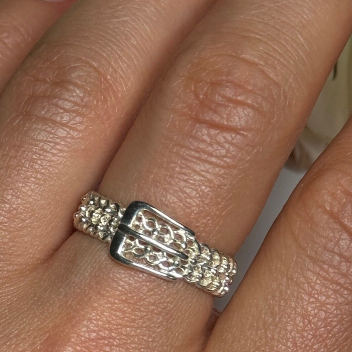 925 Sterling Silver Belt Ring Size 8