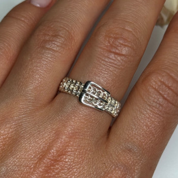 925 Sterling Silver Belt Ring Size 8