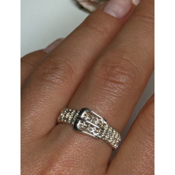 925 Sterling Silver Belt Ring Size 8