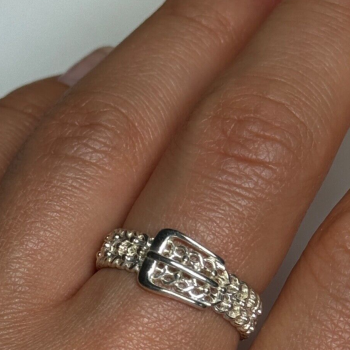 925 Sterling Silver Belt Ring Size 8