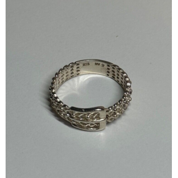 925 Sterling Silver Belt Ring Size 8
