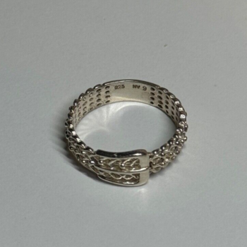 925 Sterling Silver Belt Ring Size 8