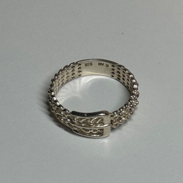 925 Sterling Silver Belt Ring Size 8