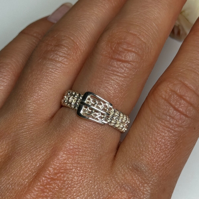 925 Sterling Silver Belt Ring Size 8