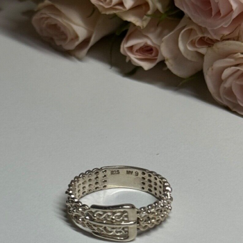 925 Sterling Silver Belt Ring Size 8
