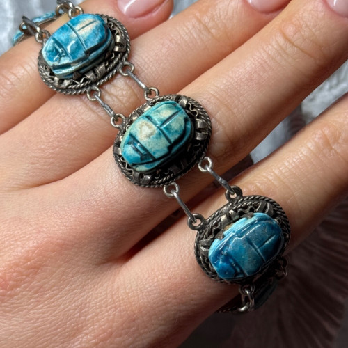 Vintage 925 Sterling Silver Turquoise Bracelet Length 7 Inch