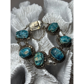 Vintage 925 Sterling Silver Turquoise Bracelet Length 7 Inch