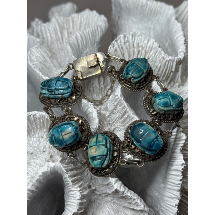 Vintage 925 Sterling Silver Turquoise Bracelet Length 7 Inch