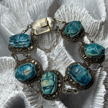 Vintage 925 Sterling Silver Turquoise Bracelet Length 7 Inch