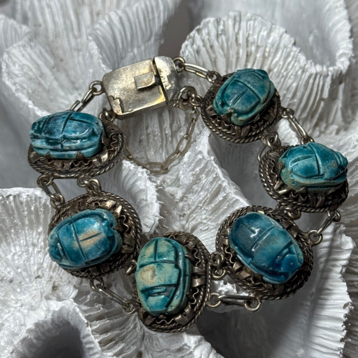 Vintage 925 Sterling Silver Turquoise Bracelet Length 7 Inch