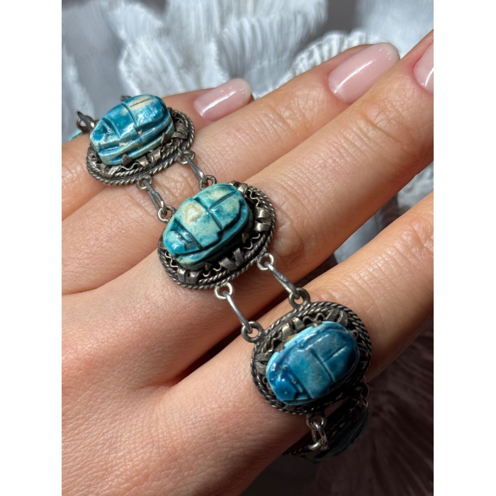 Vintage 925 Sterling Silver Turquoise Bracelet Length 7 Inch