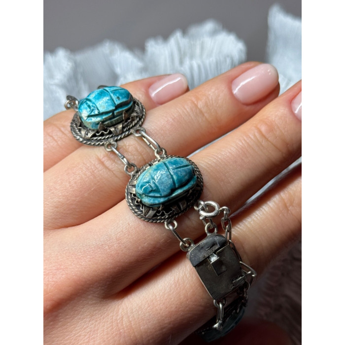 Vintage 925 Sterling Silver Turquoise Bracelet Length 7 Inch