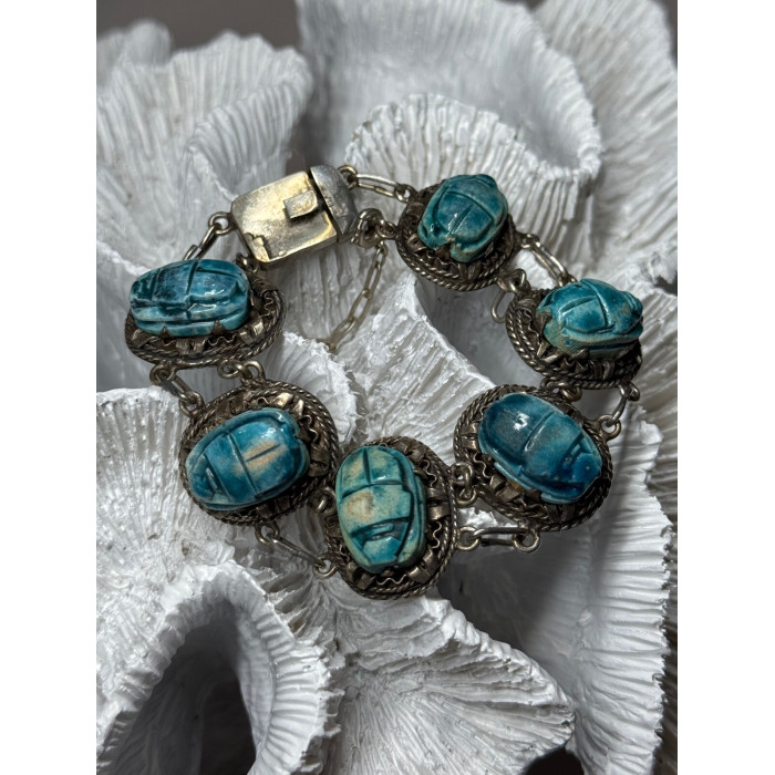 Vintage 925 Sterling Silver Turquoise Bracelet Length 7 Inch