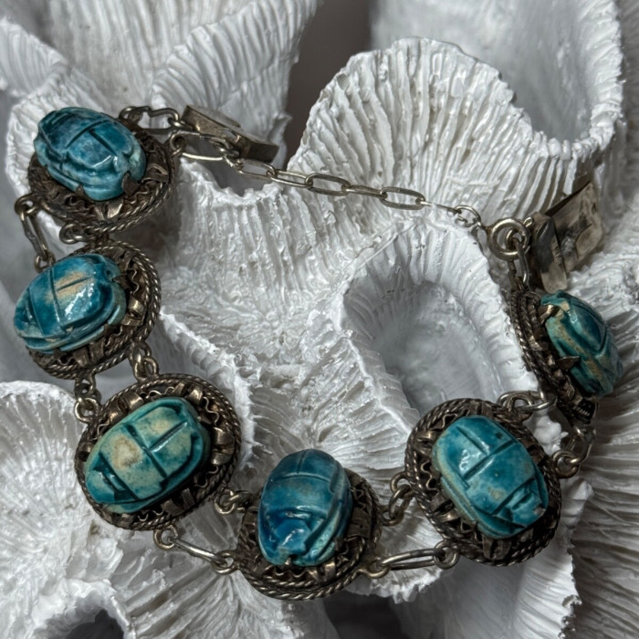 Vintage 925 Sterling Silver Turquoise Bracelet Length 7 Inch