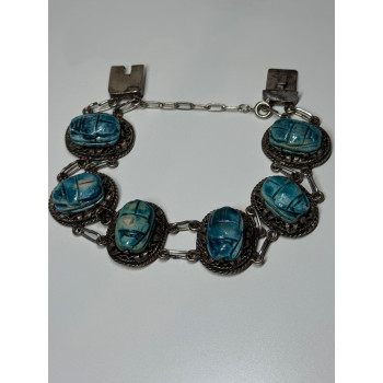 Vintage 925 Sterling Silver Turquoise Bracelet Length 7 Inch