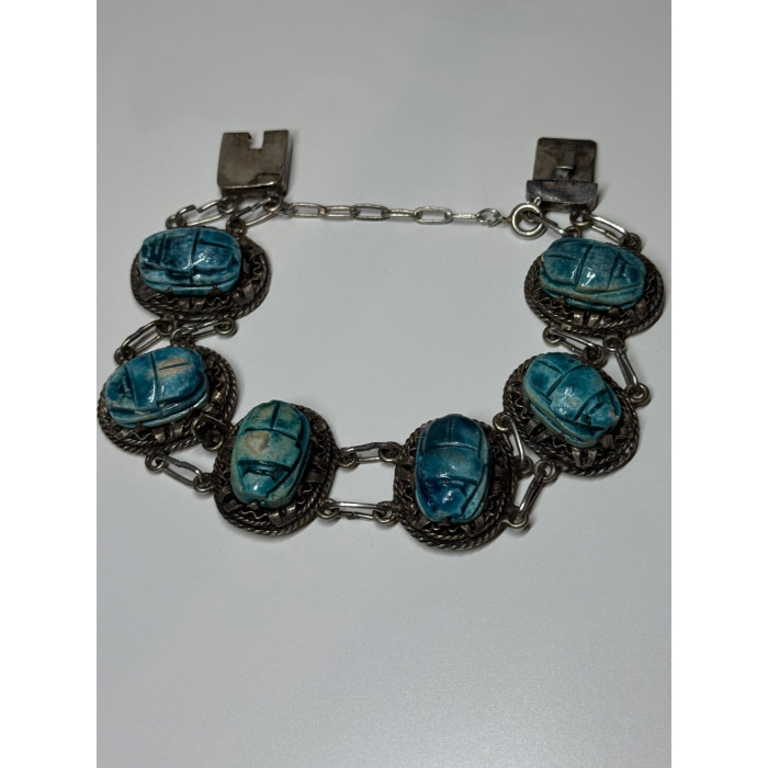 Vintage 925 Sterling Silver Turquoise Bracelet Length 7 Inch