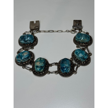 Vintage 925 Sterling Silver Turquoise Bracelet Length 7 Inch