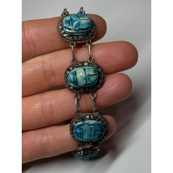 Vintage 925 Sterling Silver Turquoise Bracelet Length 7 Inch