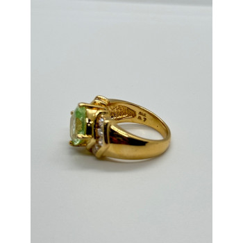 925 Sterling Silver Gold Plated CZ Ring Size 6