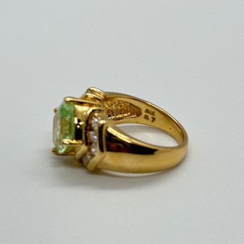 925 Sterling Silver Gold Plated CZ Ring Size 6