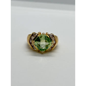 925 Sterling Silver Gold Plated CZ Ring Size 6