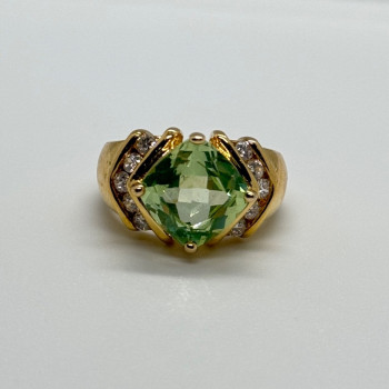 925 Sterling Silver Gold Plated CZ Ring Size 6